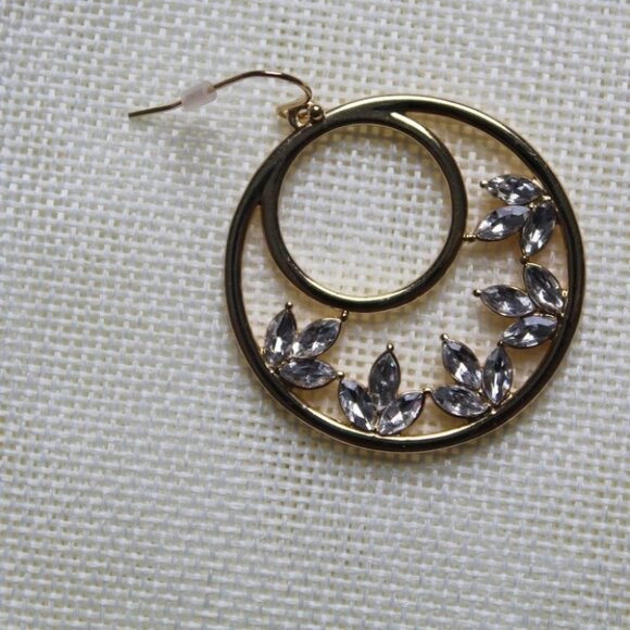 I.n.c. Gold-Tone Crystal Drop Hoop Earrings - Picture 4 of 6